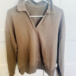 Calia Collared Popover V Neck Sweatshirt